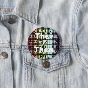 Badge Rond 7,6 Cm Fierté Neurogenre Géométrique Groovy Funky Rétro M