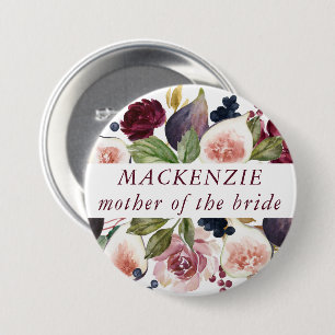 Badge Rond 7,6 Cm Figues florissantes Fruits rustiques Fleurs Fleu