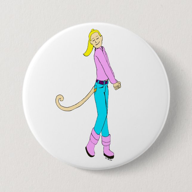 Badge Rond 7,6 Cm fille avec une queue (Devant)