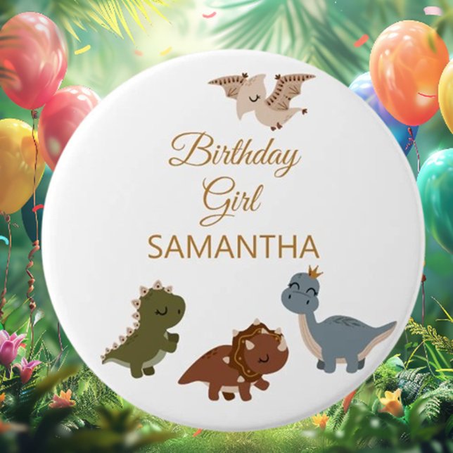 Badge Rond 7,6 Cm FILLE Boho T rex Dinosaur (Unleash your style with the GIRL Boho T rex Dinosaur Button!)