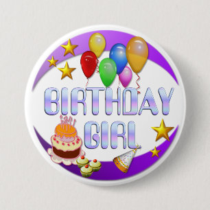 Badge Rond 7,6 Cm Fille d'anniversaire ~ Bouton # 2