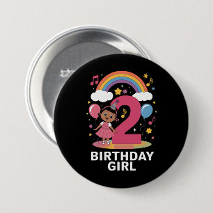 Badge Rond 7,6 Cm Fille de deux ans anniversaire mignonne 2ème anniv