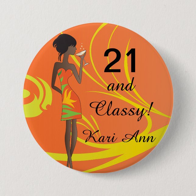 Badge Rond 7,6 Cm Fille de partie chique de diva (Devant)