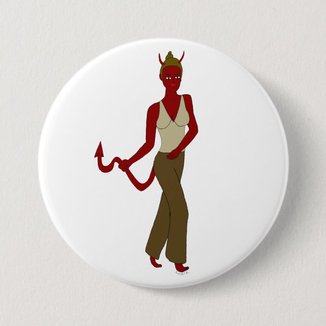 Badge Rond 7,6 Cm fille diable (Devant)