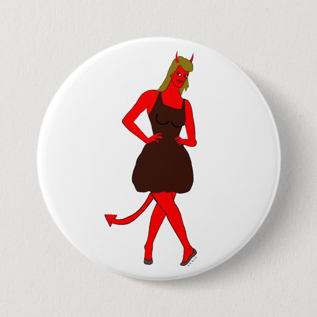 Badge Rond 7,6 Cm fille diable (Devant)
