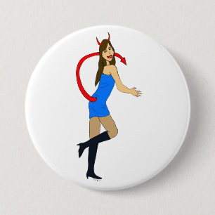 Badge Rond 7,6 Cm fille diable