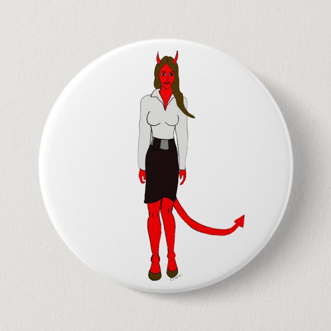 Badge Rond 7,6 Cm fille diable (Devant)