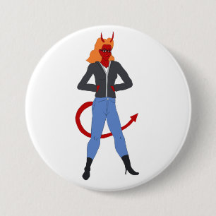Badge Rond 7,6 Cm fille diable