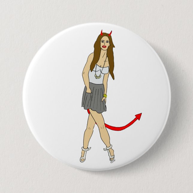 Badge Rond 7,6 Cm fille diable (Devant)