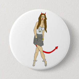 Badge Rond 7,6 Cm fille diable