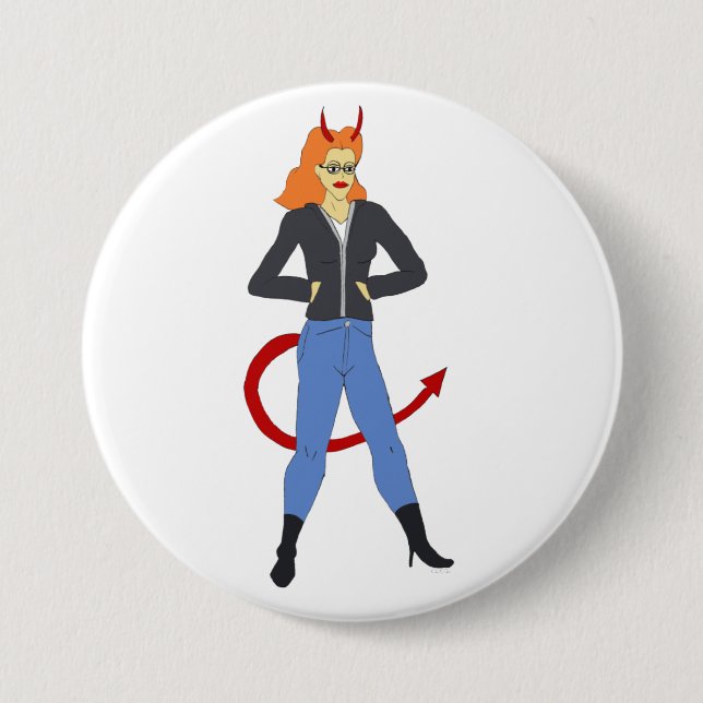 Badge Rond 7,6 Cm fille diable (Devant)