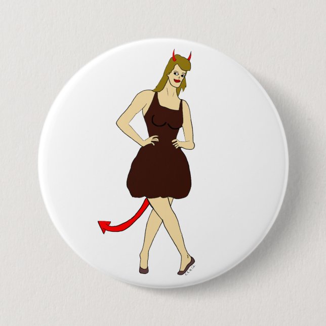 Badge Rond 7,6 Cm fille diable (Devant)