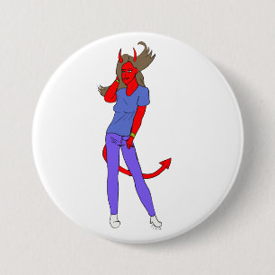 Badge Rond 7,6 Cm fille diable