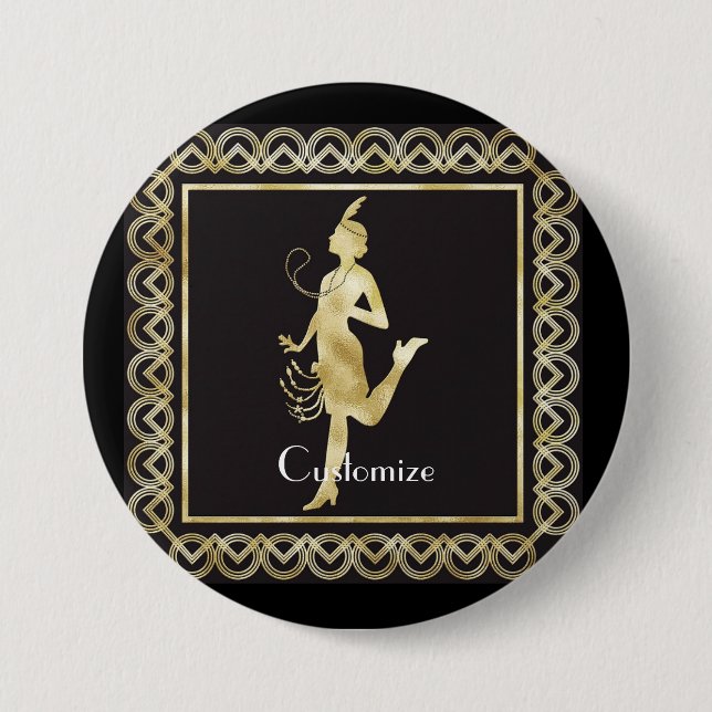 Badge Rond 7,6 Cm Fille Flapper des années 1920 Thunder_Cove (Devant)