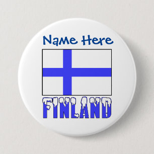 Badge Rond 7,6 Cm Finlande et Finlande Drapeau bleu Personnalisation