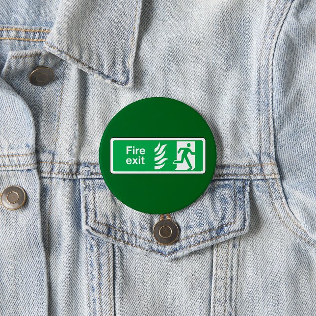 Badge Rond 7,6 Cm Fire Exit Safety Sign Emergency Evacuation (Créateur téléchargé)