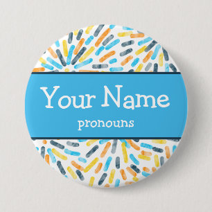 Badge Rond 7,6 Cm Fireworks AroAce Sunset Pride Indicateur Prononoun