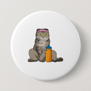 Badge Rond 7,6 Cm Fitness Chat Boire de la tasse