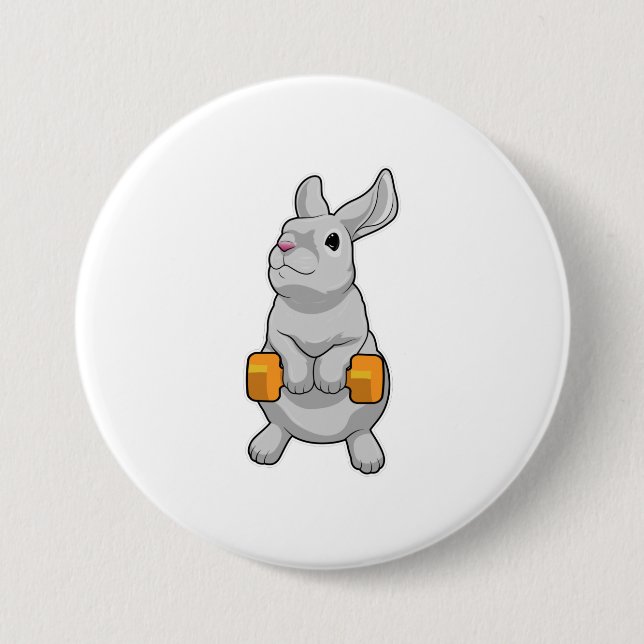 Badge Rond 7,6 Cm Fitness Rabbit Dumbbell (Devant)