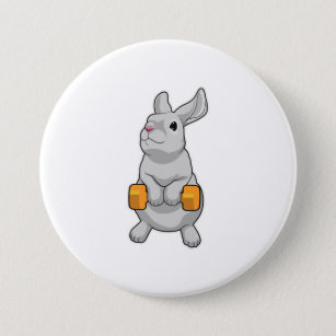 Badge Rond 7,6 Cm Fitness Rabbit Dumbbell
