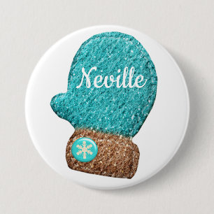 Badge Rond 7,6 Cm Flacon d'hiver mignon flocon bleu brun blanc