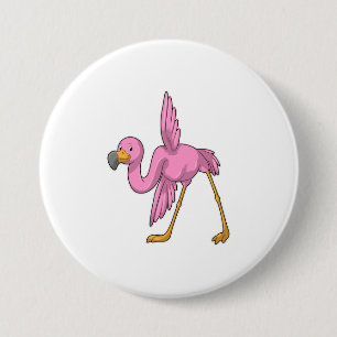 Badge Rond 7,6 Cm Flamant rose à Yoga Exercice d'étirement