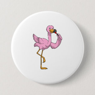 Badge Rond 7,6 Cm Flamant rose avec Lipstick