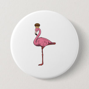 Badge Rond 7,6 Cm Flamant rose avec muffin