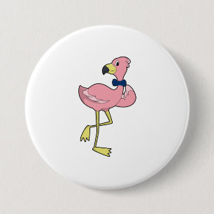 Badge Rond 7,6 Cm Flamant rose en tant que Gentleman avec Cravate