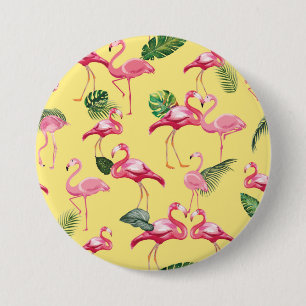 Badge Rond 7,6 Cm Flamants roses Love Motif 3