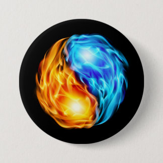 Badge Rond 7,6 Cm Flames jumelles