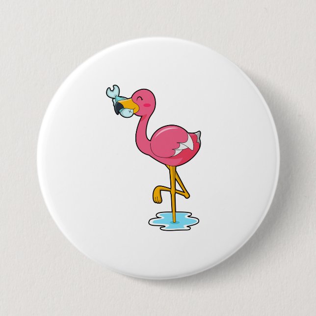 Badge Rond 7,6 Cm Flamingo (Devant)