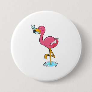 Badge Rond 7,6 Cm Flamingo