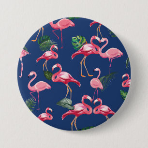 Badge Rond 7,6 Cm Flamingos Love Pattern 2