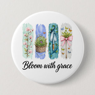 Badge Rond 7,6 Cm Fleur avec Grace Garden Floral Art