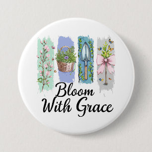 Badge Rond 7,6 Cm Fleur avec Grace Garden Floral Art