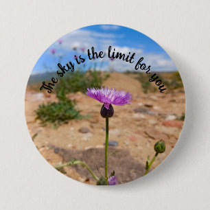 Badge Rond 7,6 Cm Fleur Botanique Positive Violette