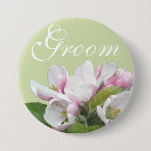 Badge Rond 7,6 Cm Fleur de pommier rose clair marié mariage
