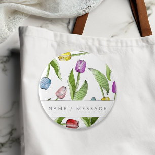 Badge Rond 7,6 Cm Fleur de tulipe colorée botanique personnalisée