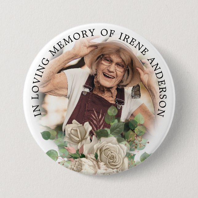 Badge Rond 7,6 Cm Fleur En Souvenir Affectueux | Photo de Remembranc (Devant)