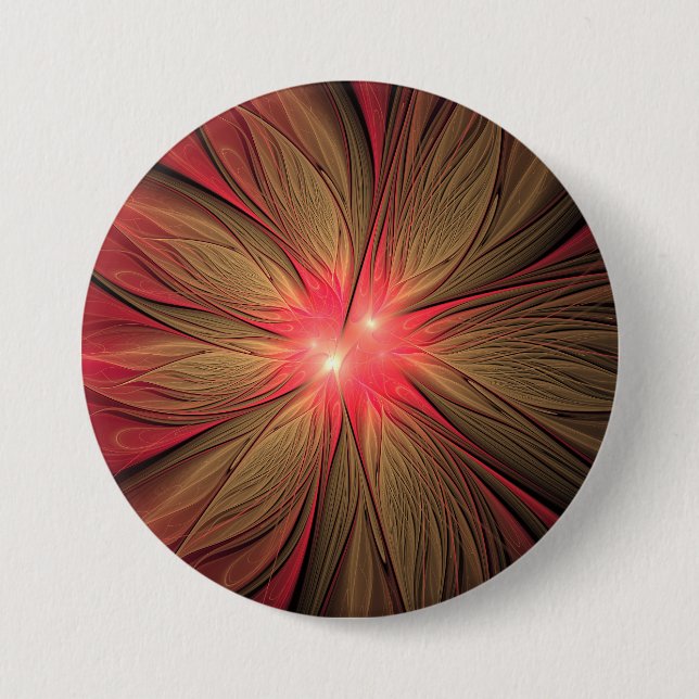 Badge Rond 7,6 Cm Fleur fractale de fansy rouge (Devant)