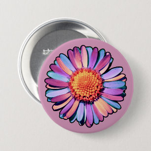 Badge Rond 7,6 Cm Fleur mignonne violet rose bleu Boho Daisy Bisexua