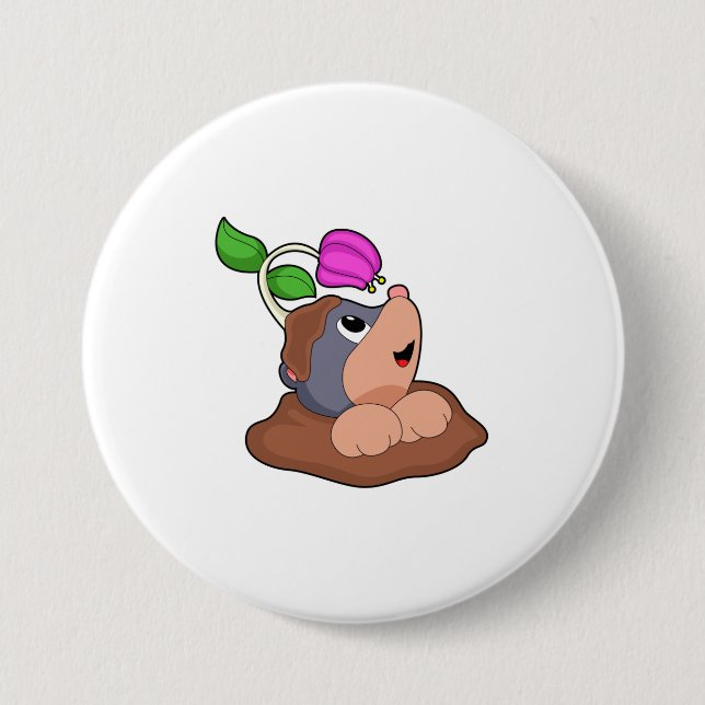 Badge Rond 7,6 Cm Fleur Mole Earth (Devant)