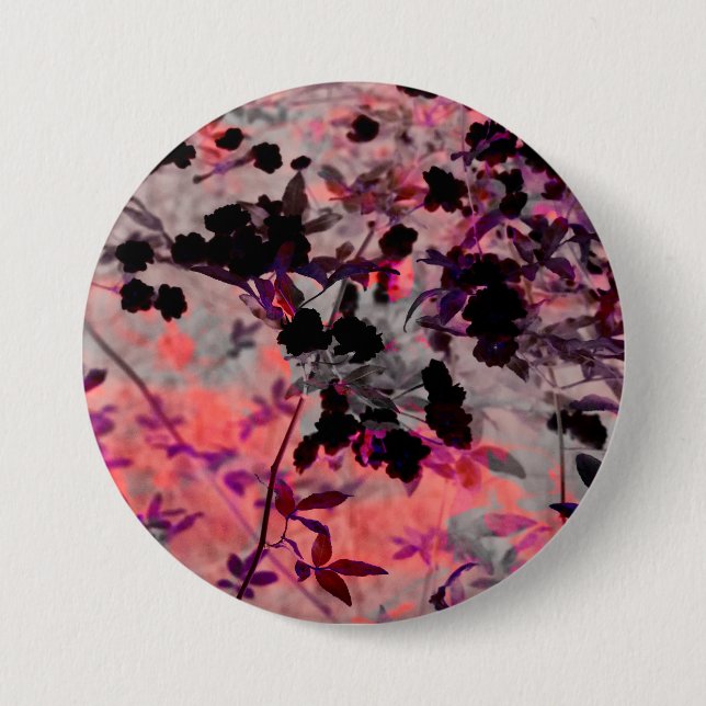 Badge Rond 7,6 Cm Fleur noire rouge motif graphisme (Devant)