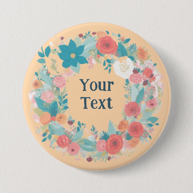 Badge Rond 7,6 Cm Fleur sauvage romantique Wreath Lapel (Devant)