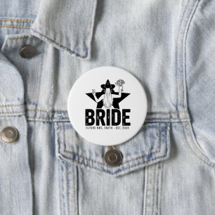 Badge Rond 7,6 Cm Fleurale Mariée Minimaliste 