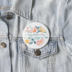 Badge Rond 7,6 Cm Fleurs aquarelles rose et orange personnalisées  