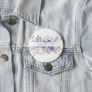 Badge Rond 7,6 Cm Fleurs aquarelles rose et violet personnalisées