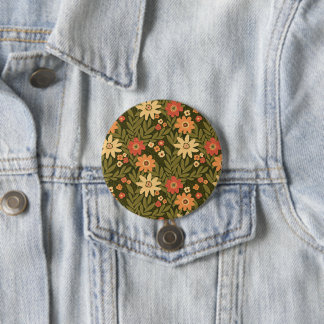 Badge Rond 7,6 Cm Fleurs bohèmes dans les tons terre