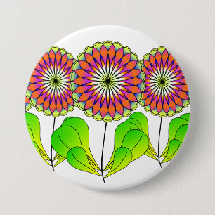 Badge Rond 7,6 Cm Fleurs dans une rangée